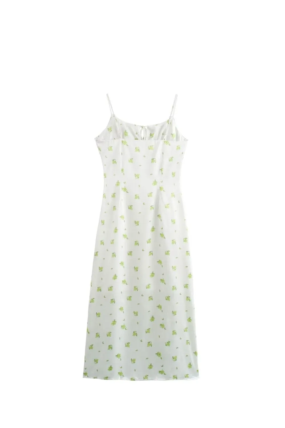 'Alice' Simple Green Floral Print Halter Dress