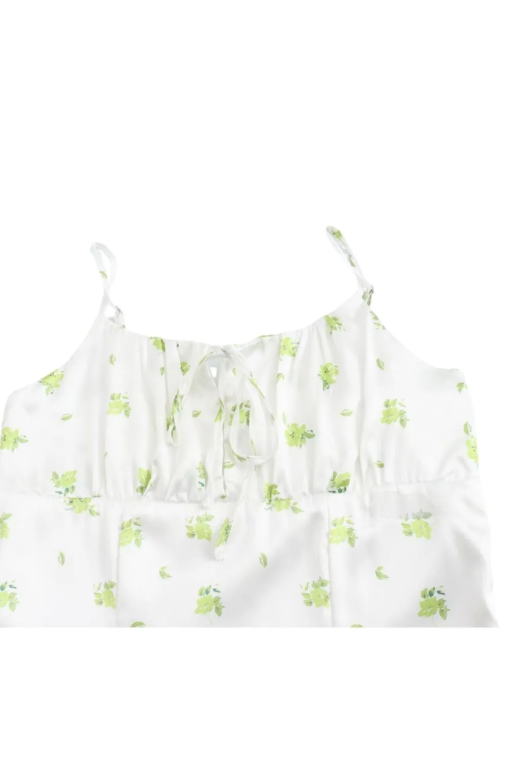 'Alice' Simple Green Floral Print Halter Dress