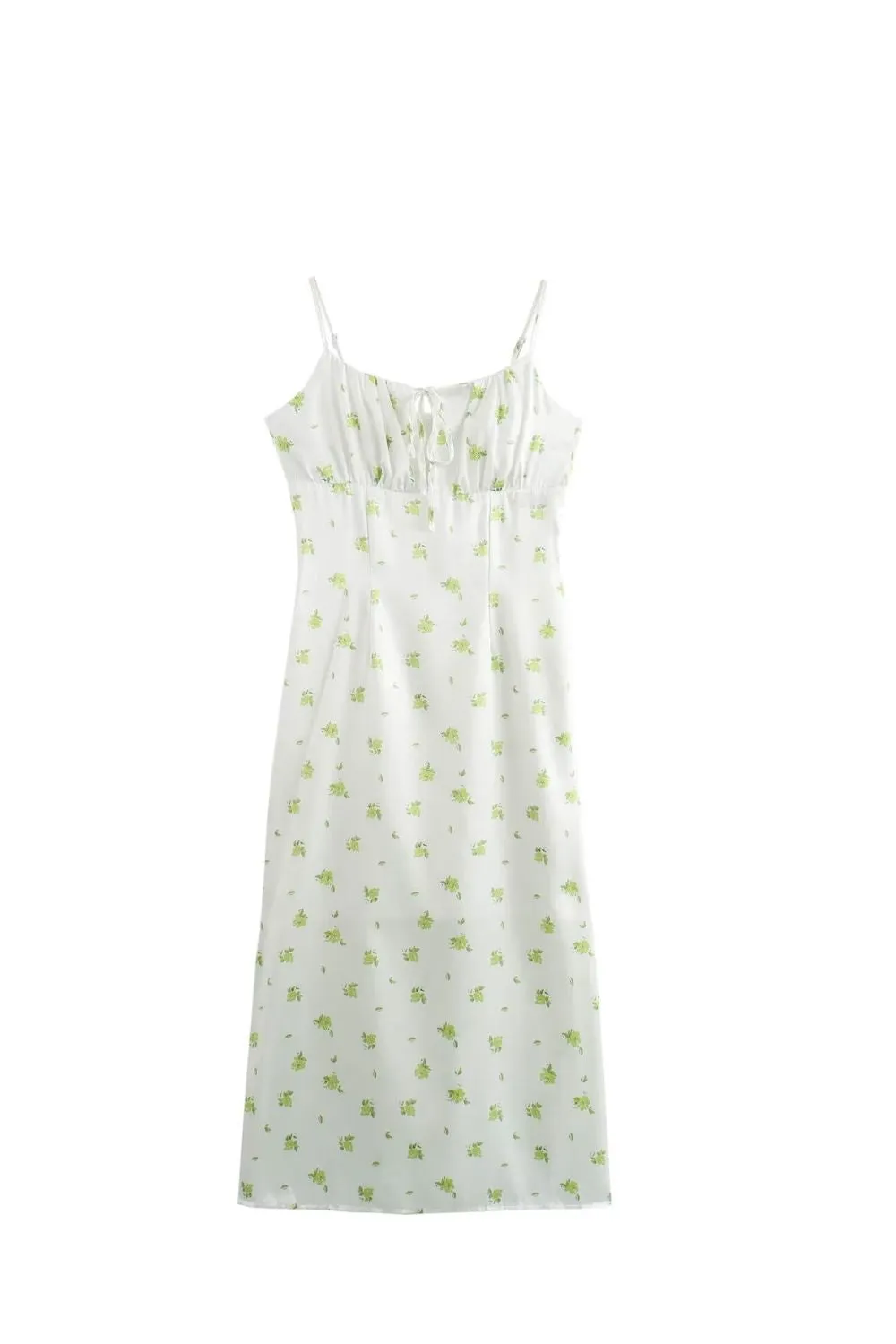 'Alice' Simple Green Floral Print Halter Dress