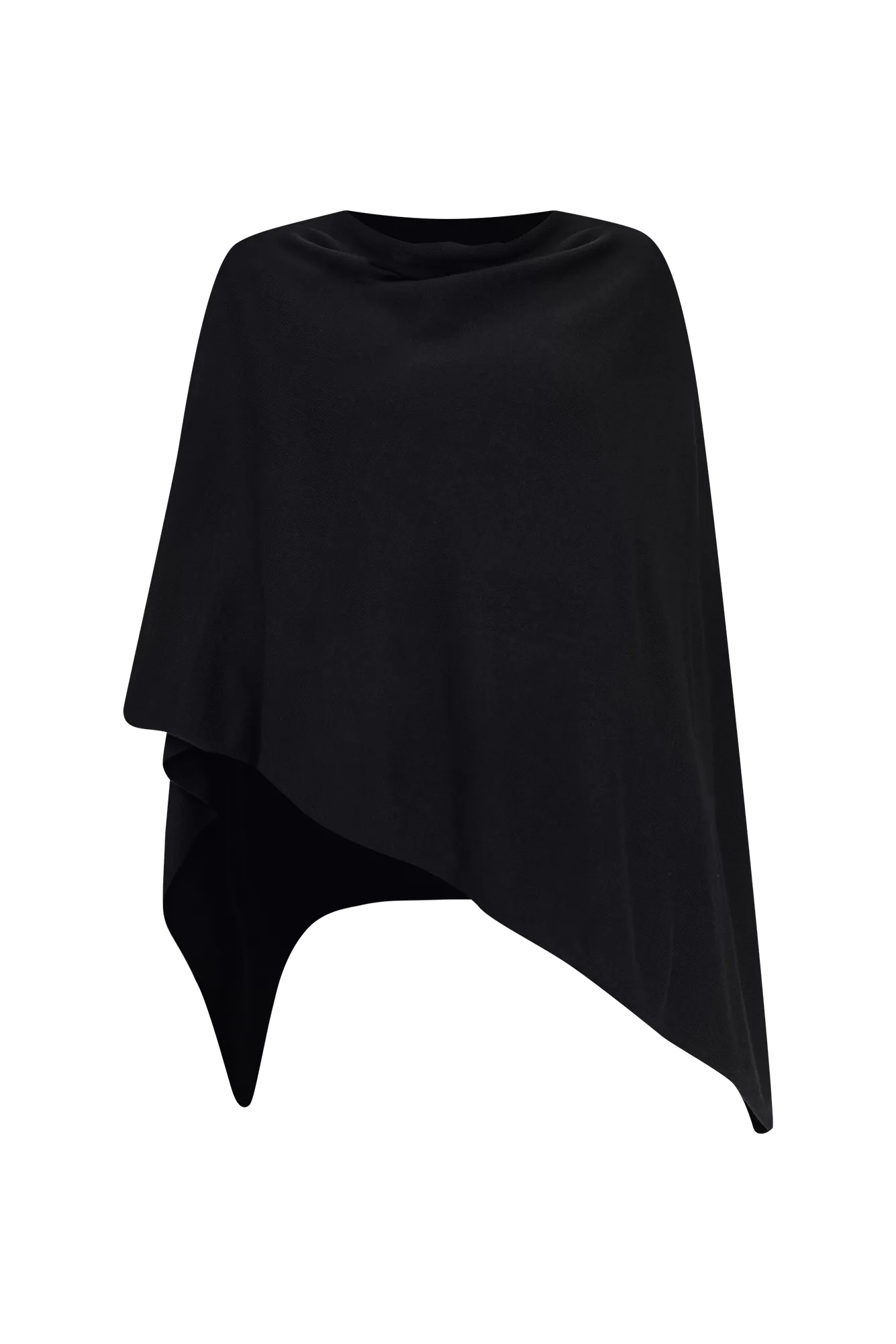 Amy Black Wool Blend Poncho