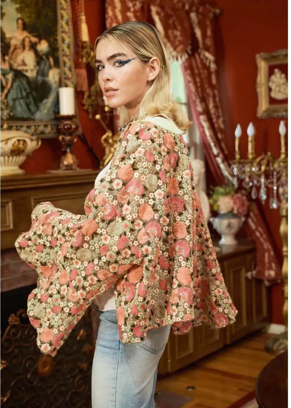 Aratta Vintage Garden Floral Kimono Meerkleurig