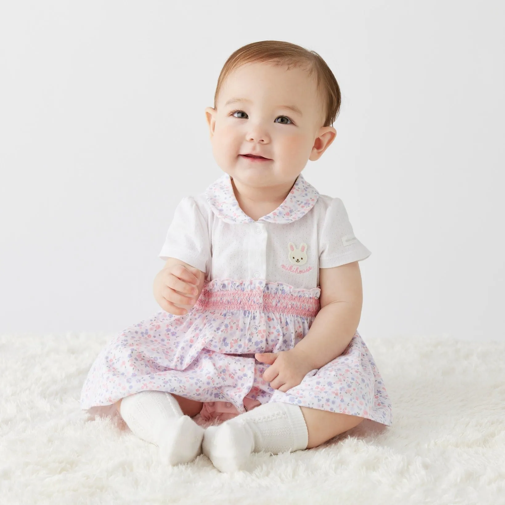 Baby Bunny and Floral Pattern Playsuit