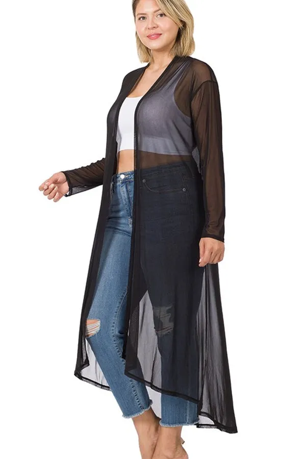 BK Basics PLUS Mesh Open Front Cardigan