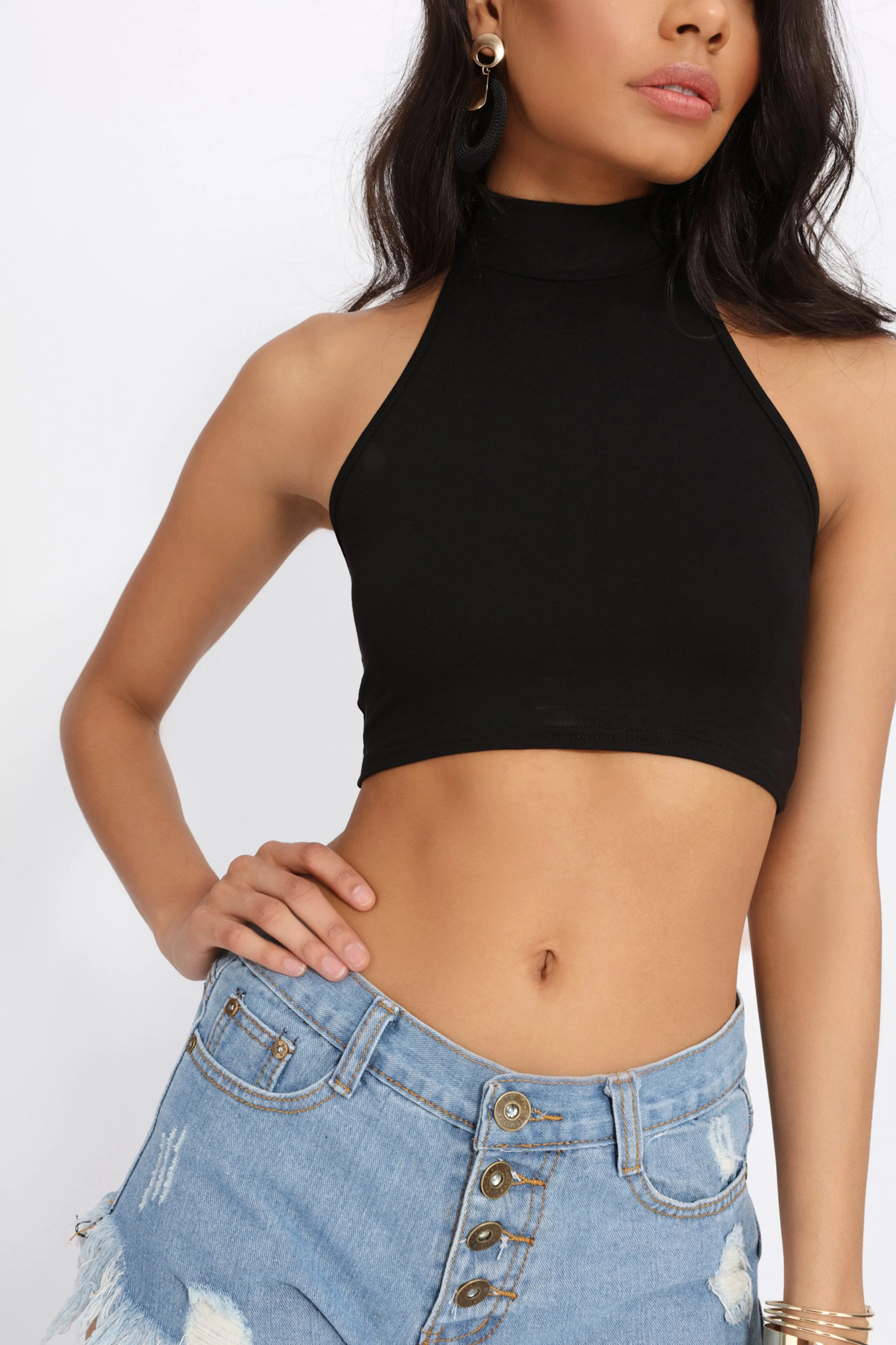 Black Jersey Crop Top