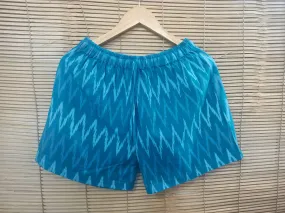 Blue Ikat Pure Cotton Shorts