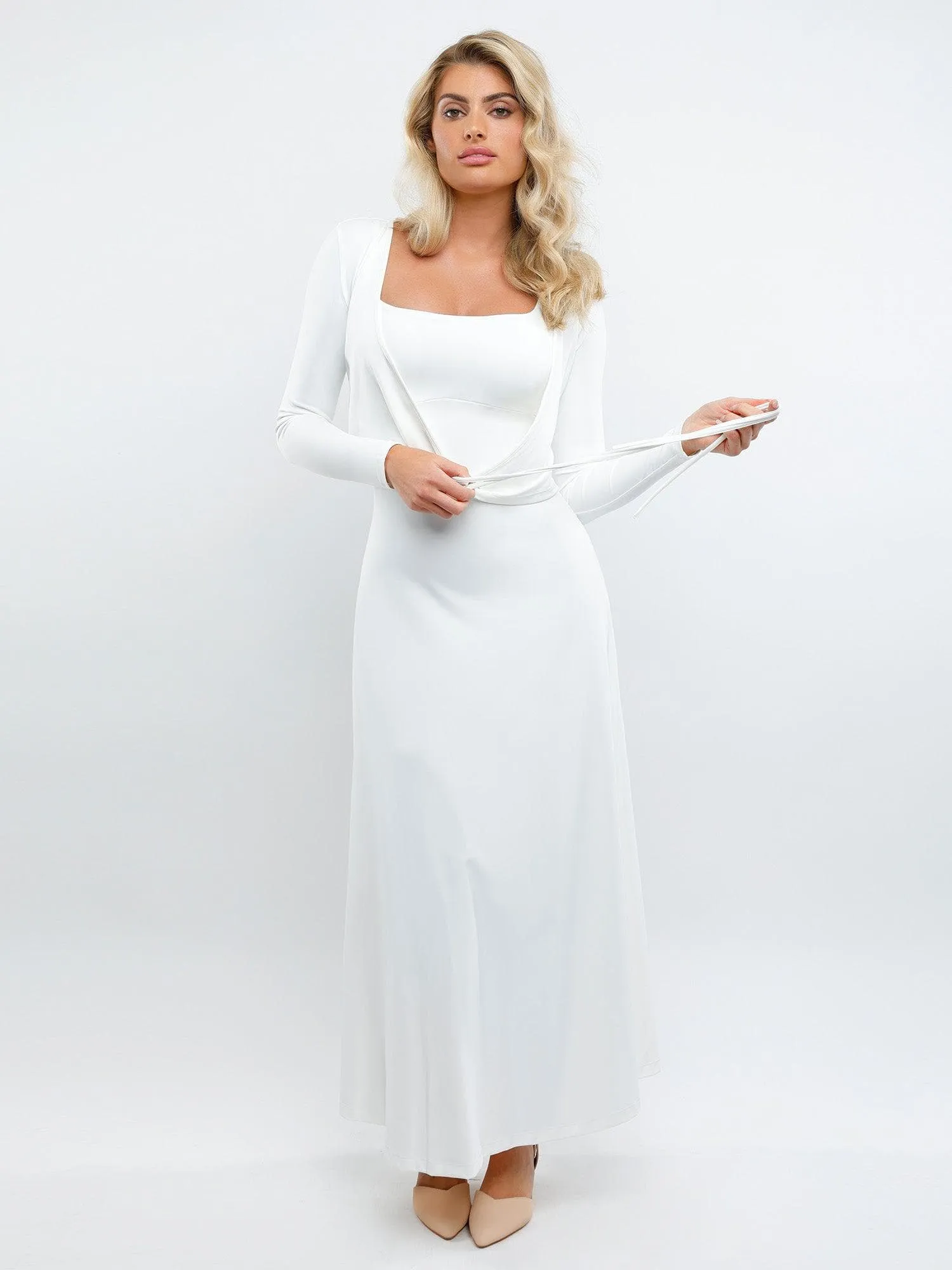 Built-In Shapewear Square Neck Sleeveless Maxi Dress