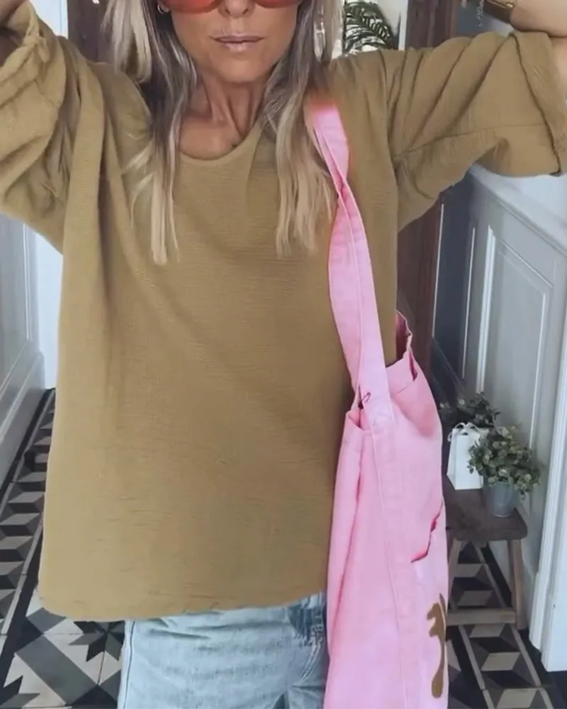 Casual solid color off-shoulder loose top