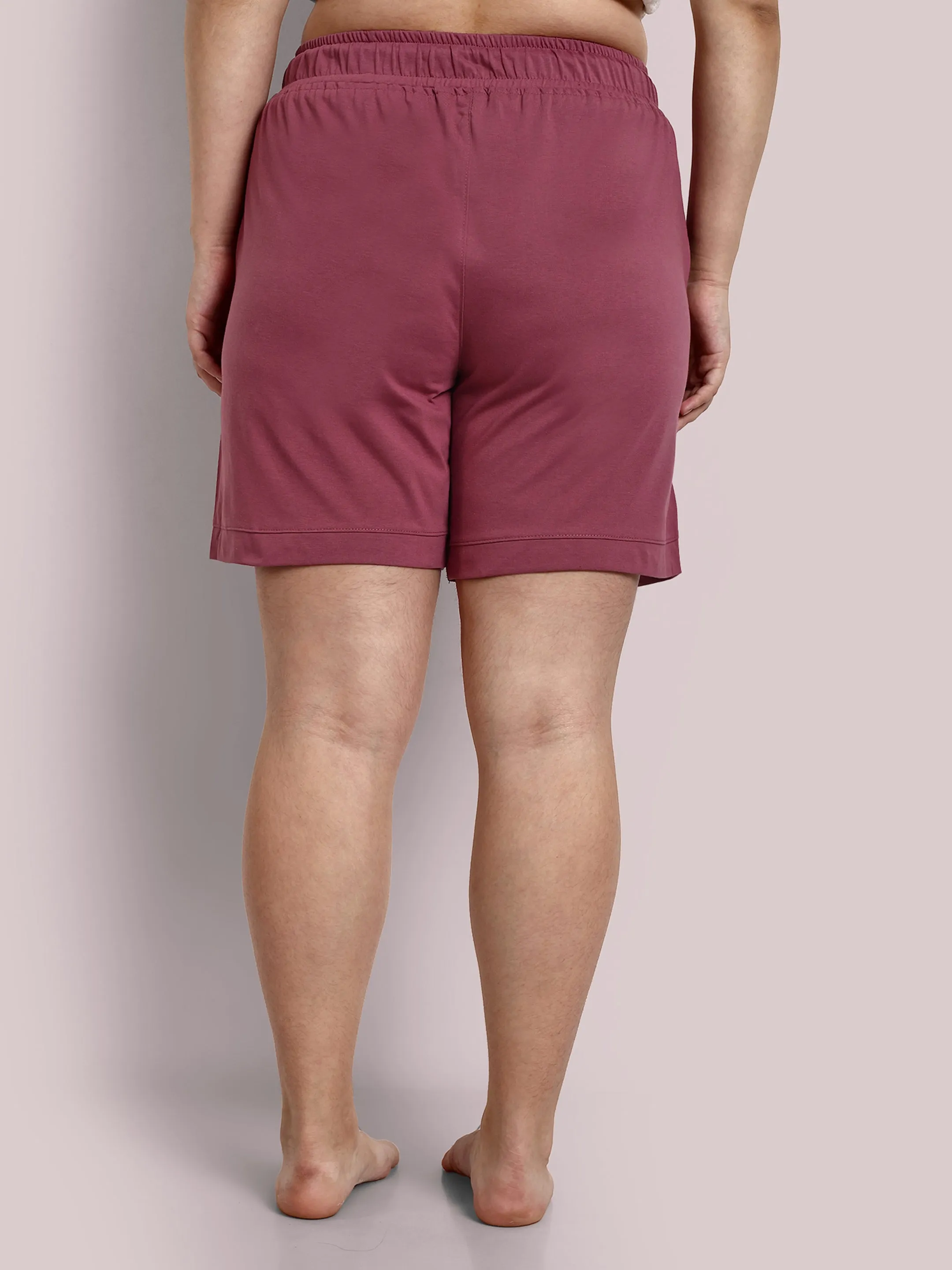 Cotton Shorts For Women - Plain Bermuda - MAUVE