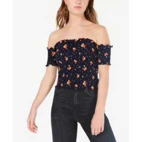 Crave Fame Juniors Smocked Off-the-Shoulder Crop Top