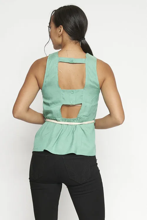 Crossed Halter Top Key Hole Back With Belt Included (55395T)