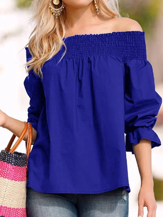 Custom Off The Shoulder Long Sleeves Self-tie Blouses