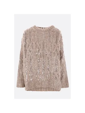 Dazzling Mesh Embroidered Alpaca Sweater