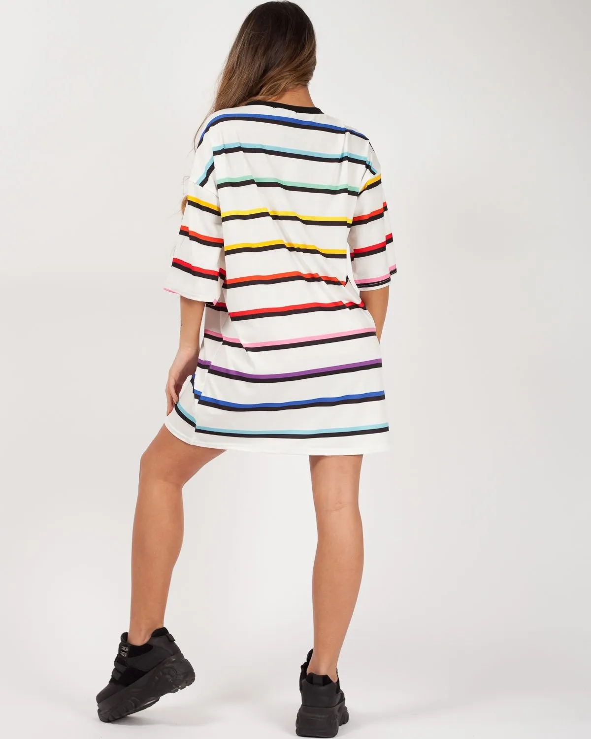 Dixie Striped Oversized Boyfriend Tee In Multi