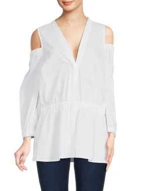 Donna Karan New York plain off-shoulder blouse, white