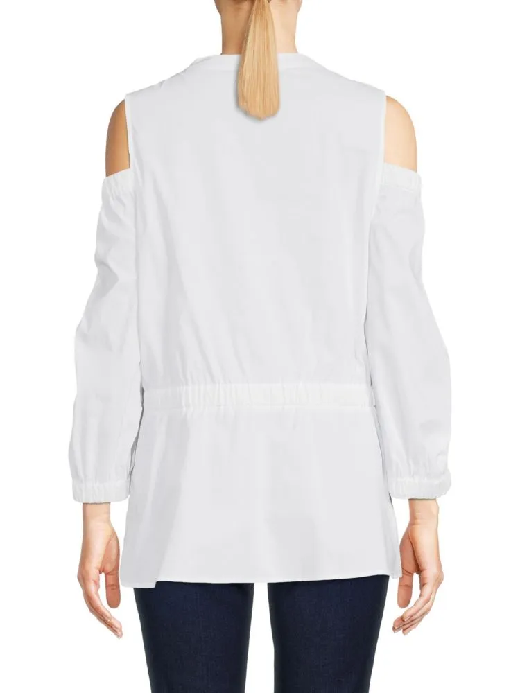 Donna Karan New York plain off-shoulder blouse, white