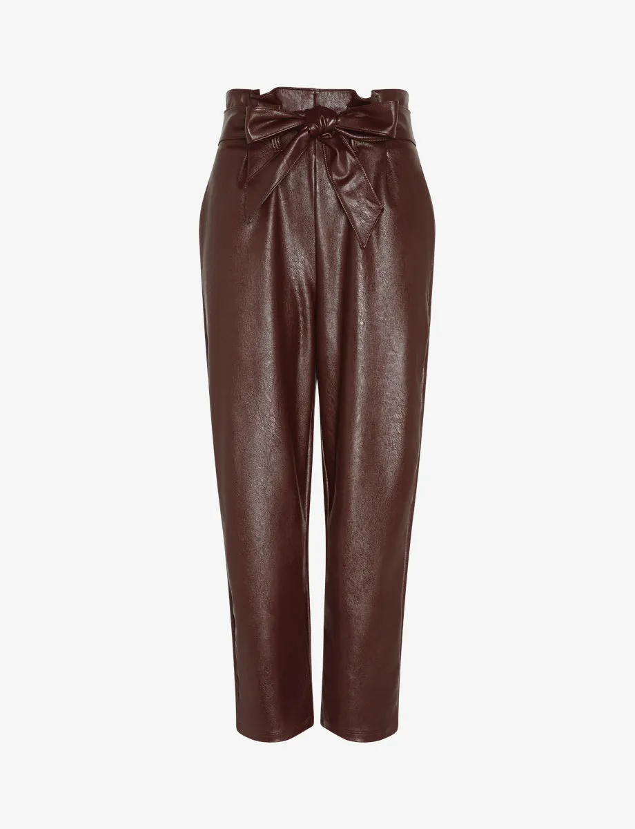 Faux Leather Paperbag Pants