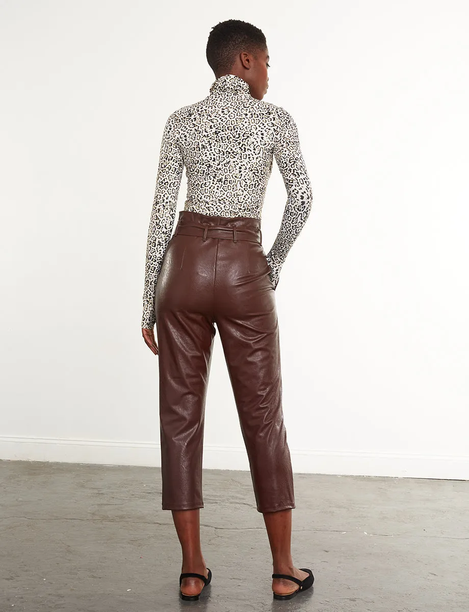 Faux Leather Paperbag Pants