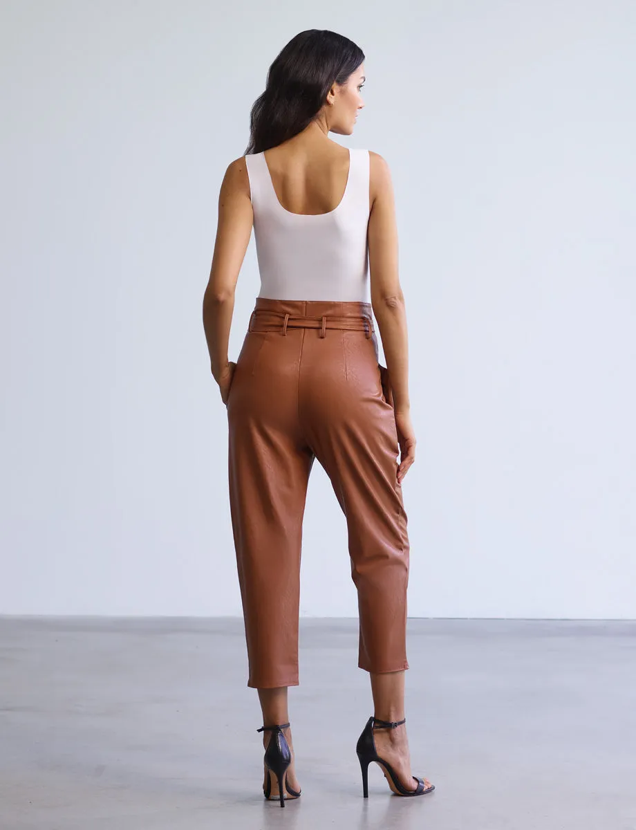 Faux Leather Paperbag Pants