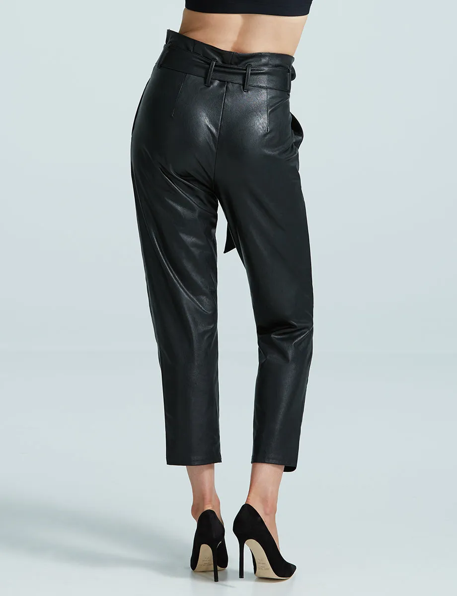 Faux Leather Paperbag Pants