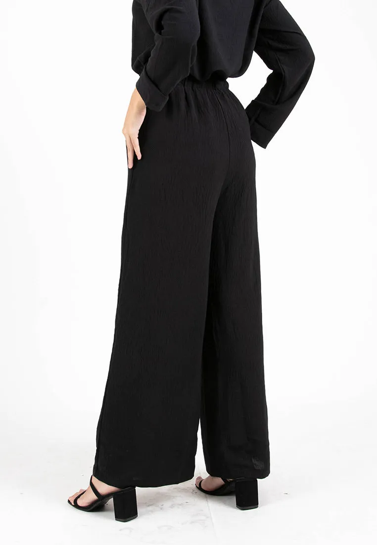 Forest Ladies Paperbag Waist Woven Wide Leg Women Pants | Seluar Perempuan Palazzo - 810481