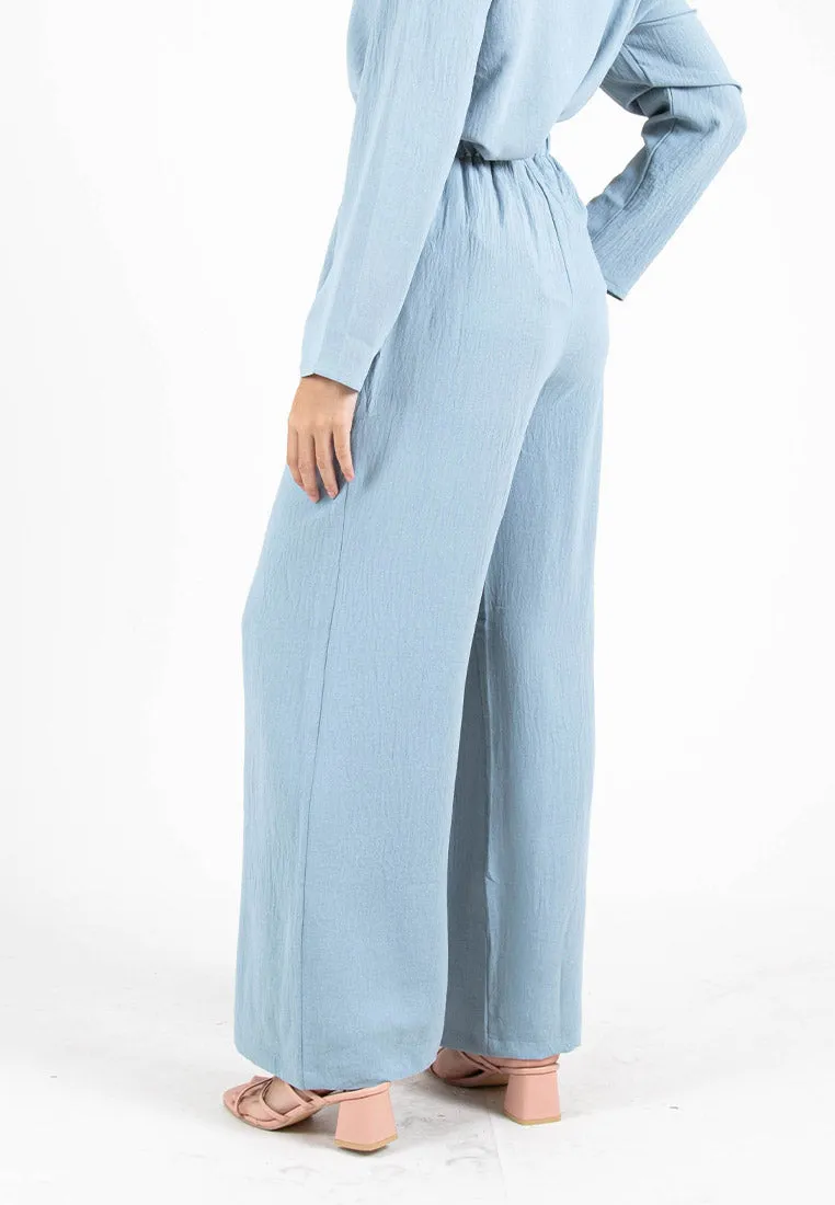 Forest Ladies Paperbag Waist Woven Wide Leg Women Pants | Seluar Perempuan Palazzo - 810481