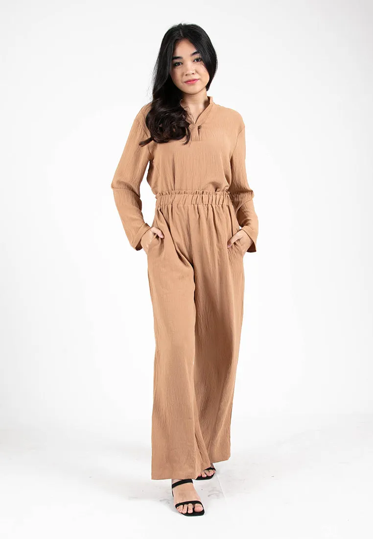 Forest Ladies Paperbag Waist Woven Wide Leg Women Pants | Seluar Perempuan Palazzo - 810481