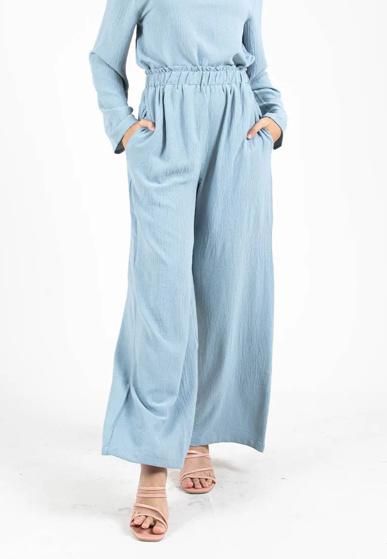 Forest Ladies Paperbag Waist Woven Wide Leg Women Pants | Seluar Perempuan Palazzo - 810481