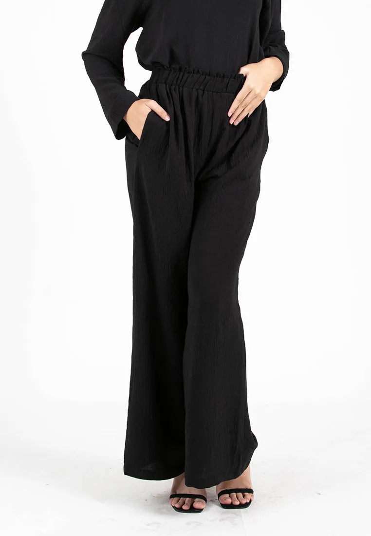 Forest Ladies Paperbag Waist Woven Wide Leg Women Pants | Seluar Perempuan Palazzo - 810481