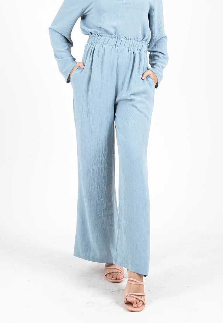 Forest Ladies Paperbag Waist Woven Wide Leg Women Pants | Seluar Perempuan Palazzo - 810481