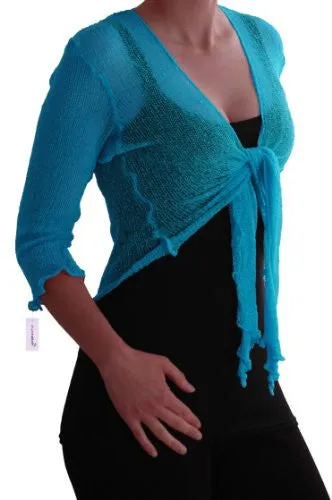 Foxy Mesh Knit Tie Front Cardigan