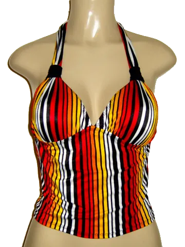 Gathered Halter Tankini Tops. Women's Tie Neck Tankini Swimwear