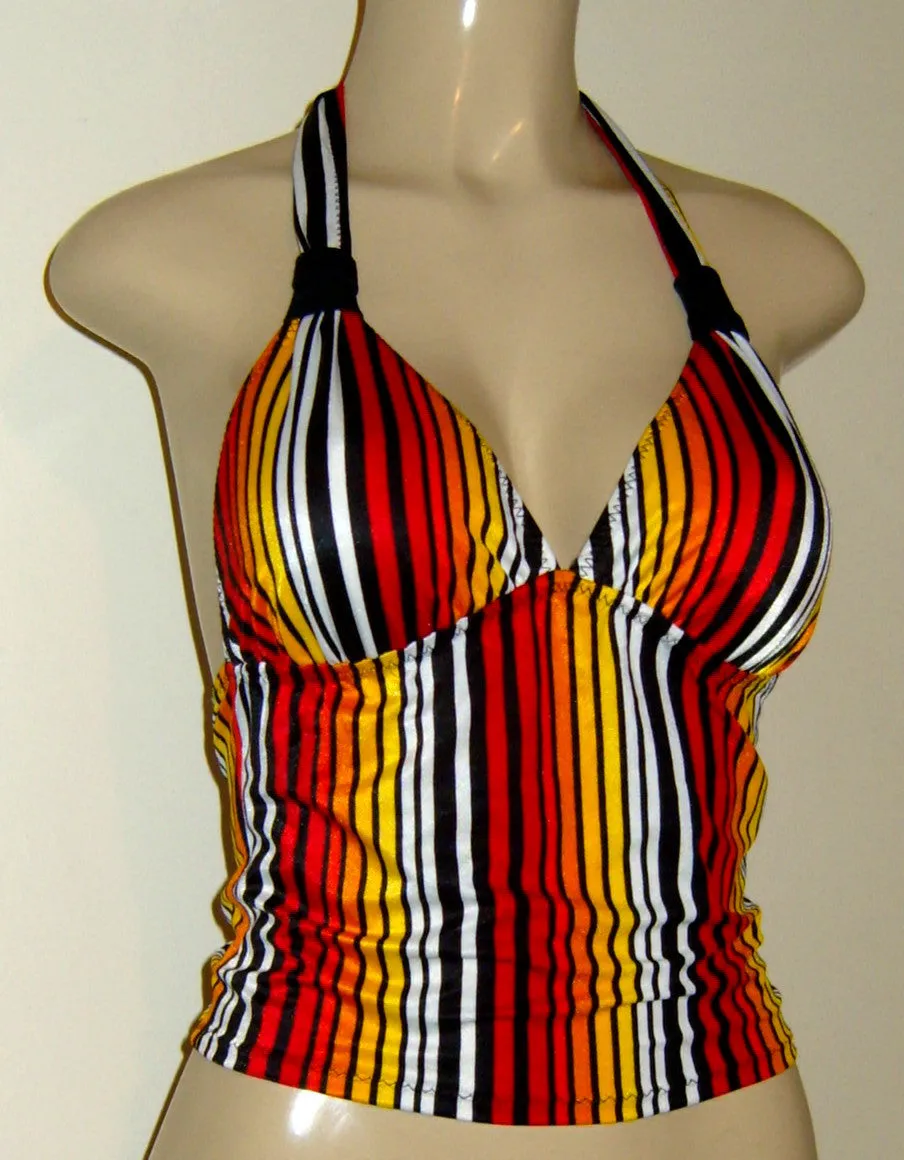 Gathered Halter Tankini Tops. Women's Tie Neck Tankini Swimwear