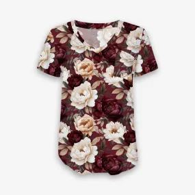 Gifts Galore Pretty Peonies - Women's Printed Bamboo Short Sleeve Top