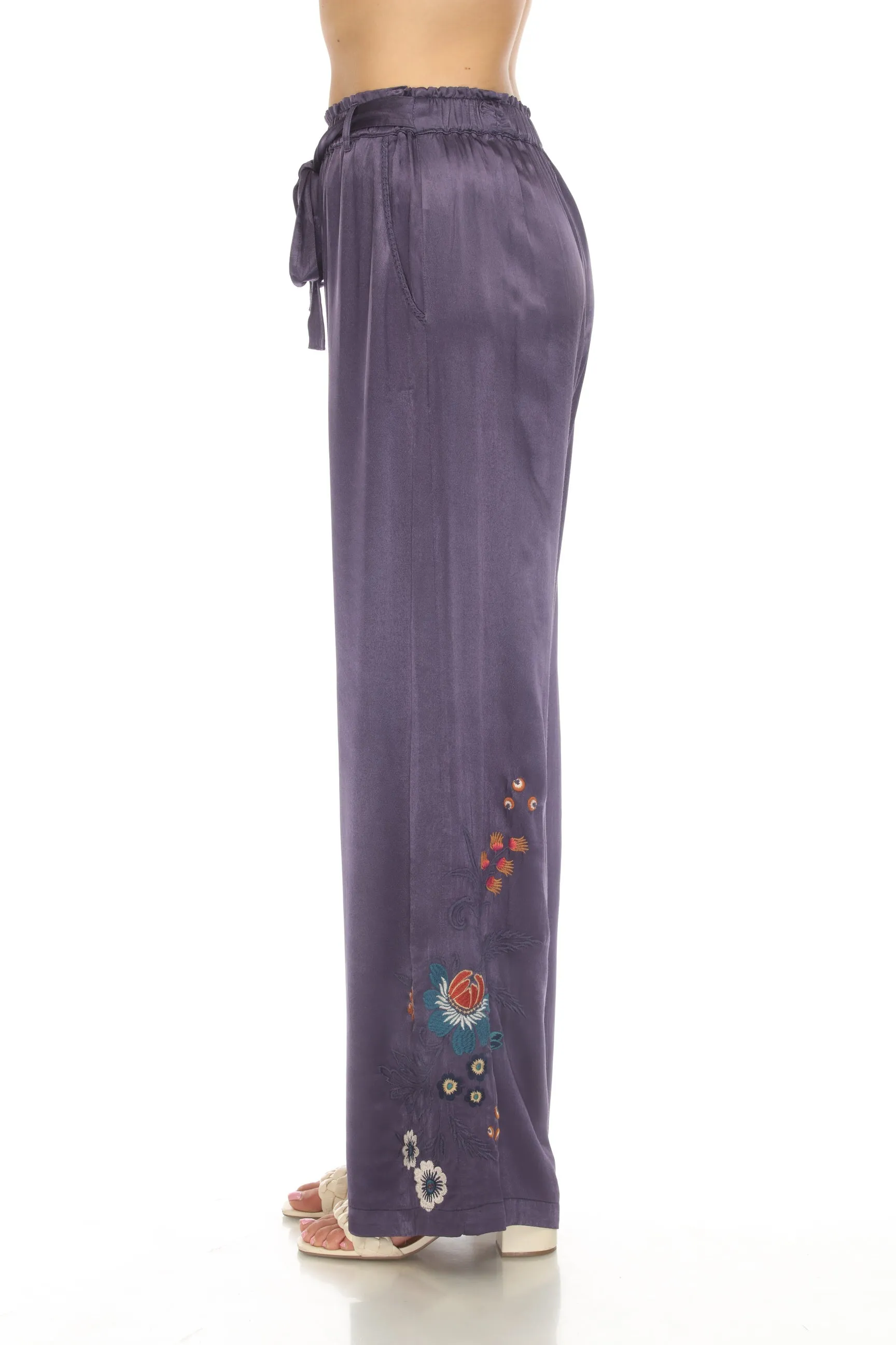 Johnny Was Workshop Didiana Belted Wide-Leg Paperbag Pants W67922 Boho Chic