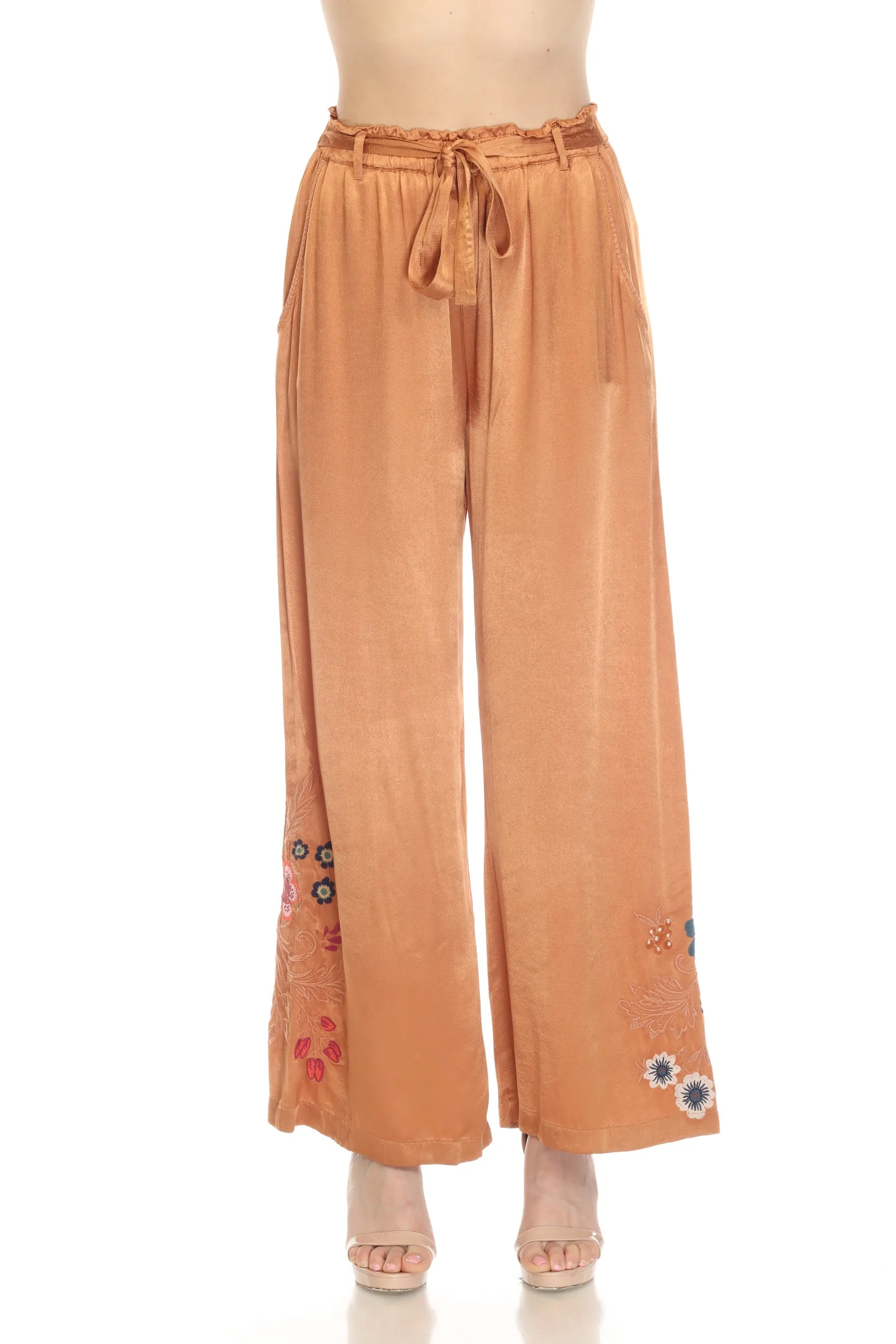 Johnny Was Workshop Didiana Belted Wide-Leg Paperbag Pants W67922 Boho Chic