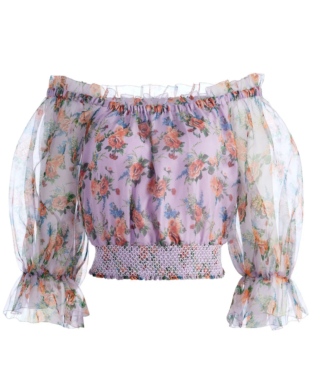 Lavender Floral Off The Shoulder Caprina Blouse