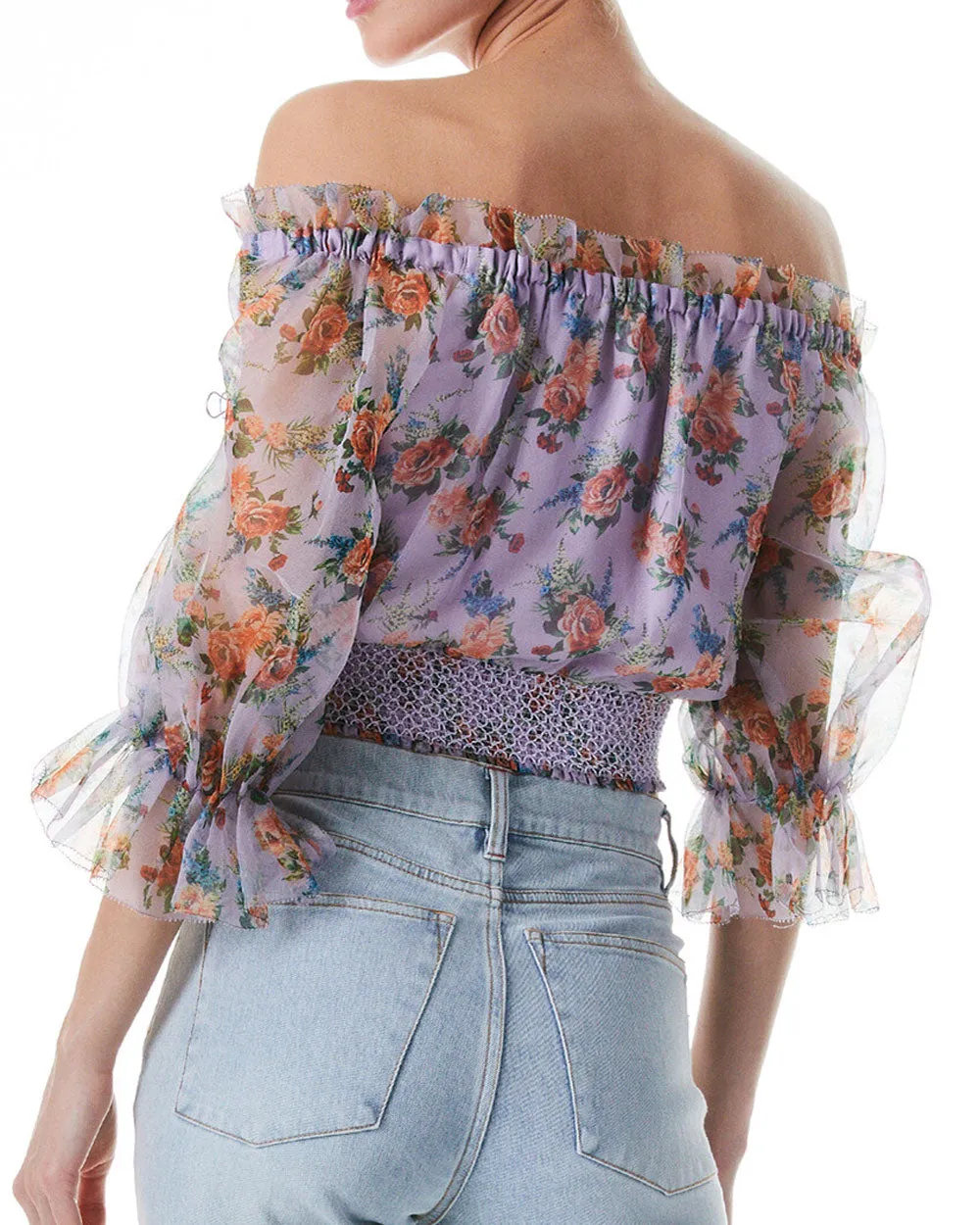 Lavender Floral Off The Shoulder Caprina Blouse