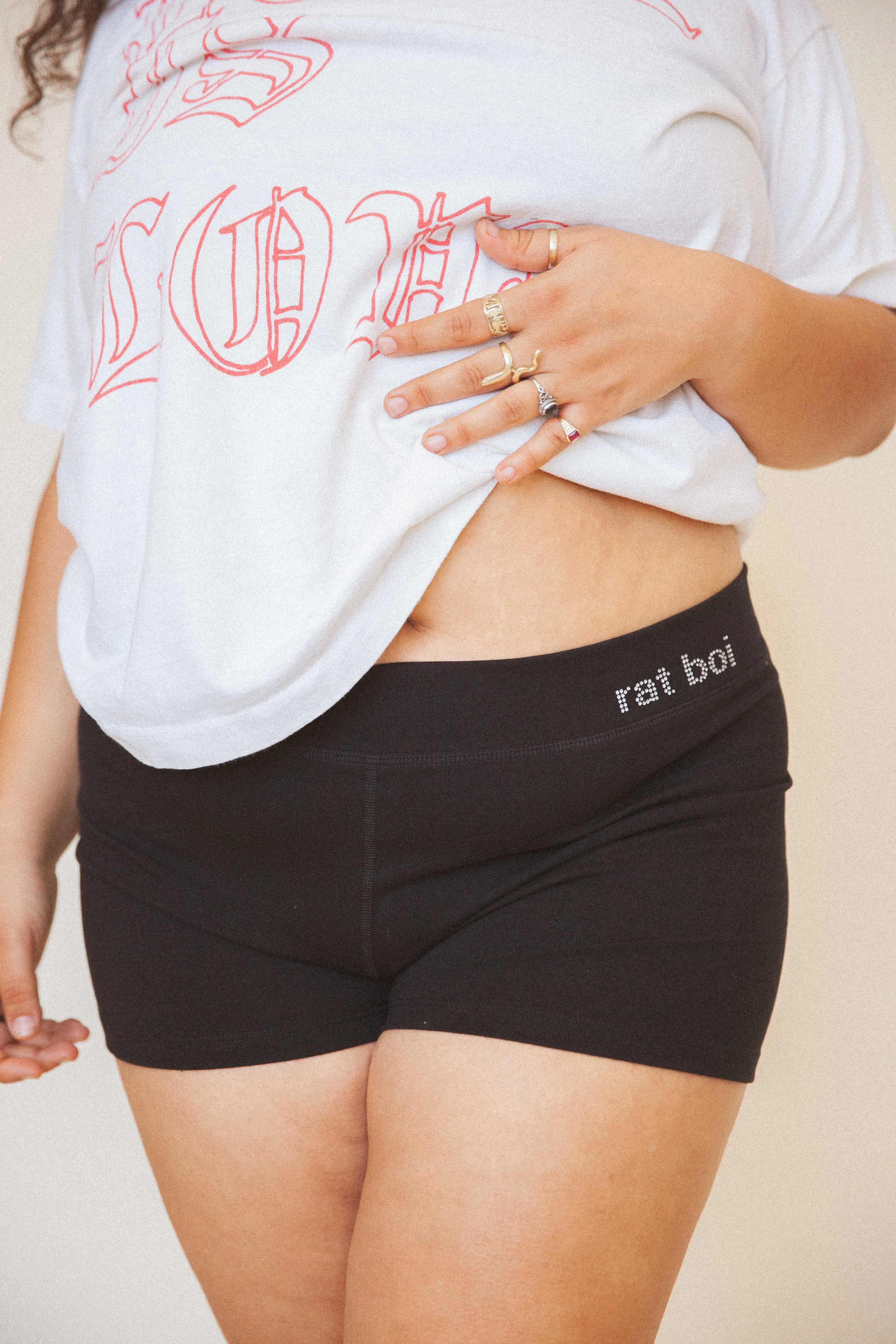 LOUNGE BIKE SHORTS IN ONYX RHINESTONE