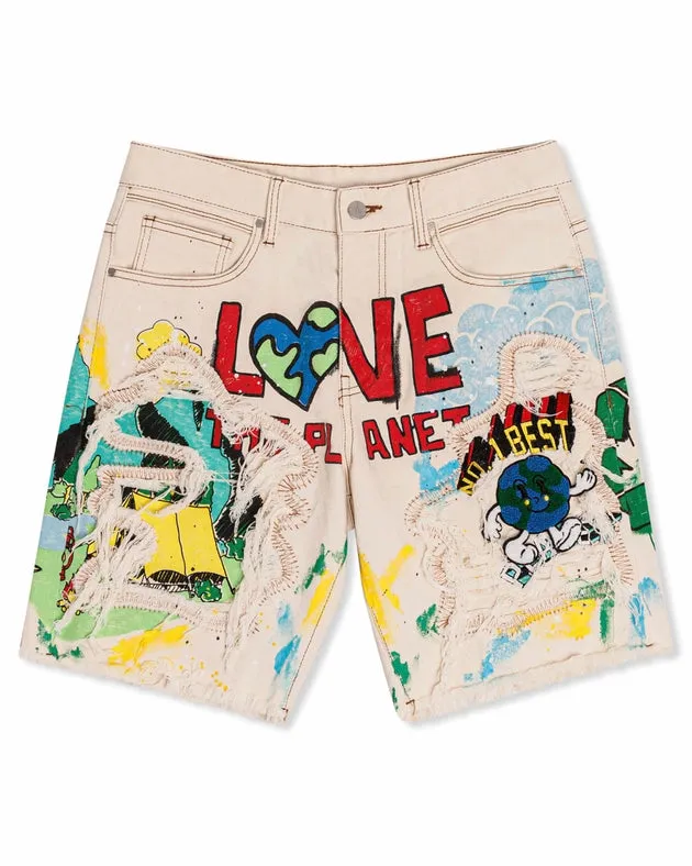 Love Your Planet Hand Drawing Graphic Shorts