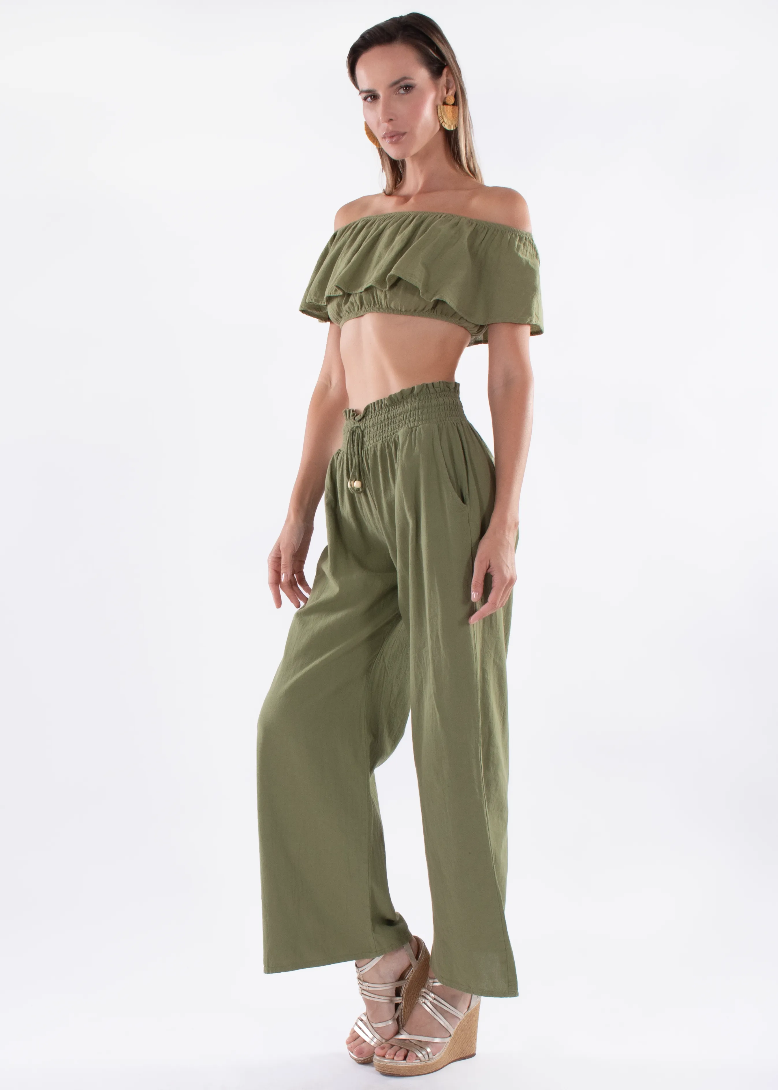 'Michaela' Paperbag Waist Wide Leg Pants