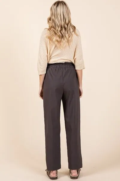 Mittoshop Paperbag Waist Tapered Straight Pants