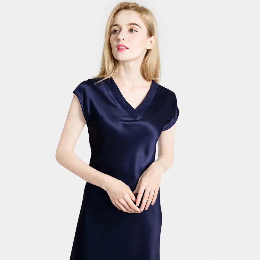 Mulberry Silk Nightgowns for Women V Neck Silk Nighties