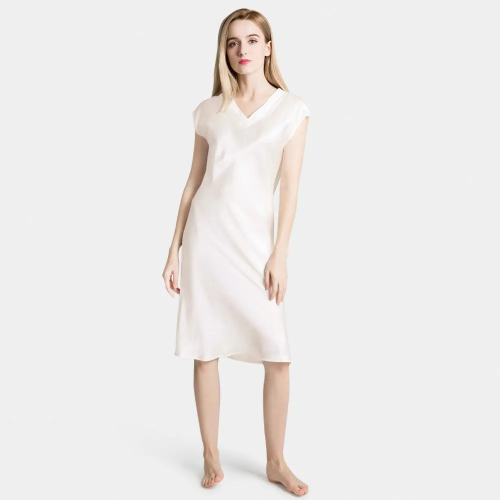 Mulberry Silk Nightgowns for Women V Neck Silk Nighties