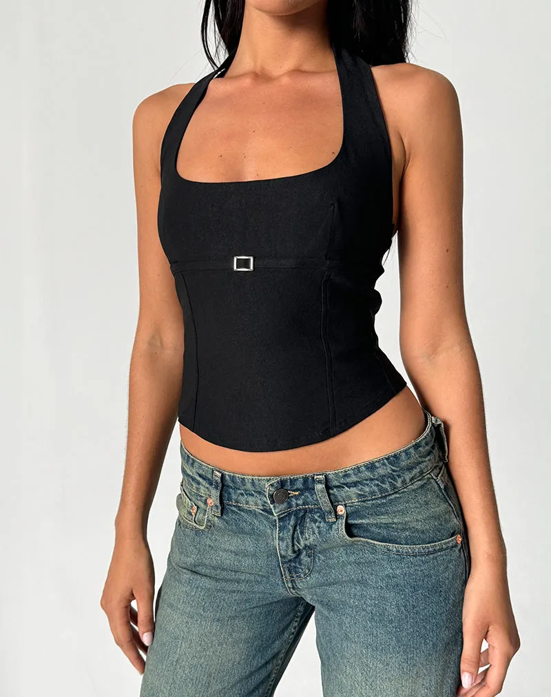 Nasya Halter Top in Tailoring Black