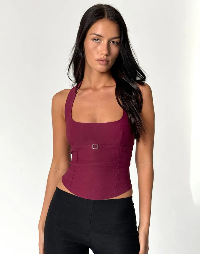 Nasya Halter Top in Tailoring Burgundy