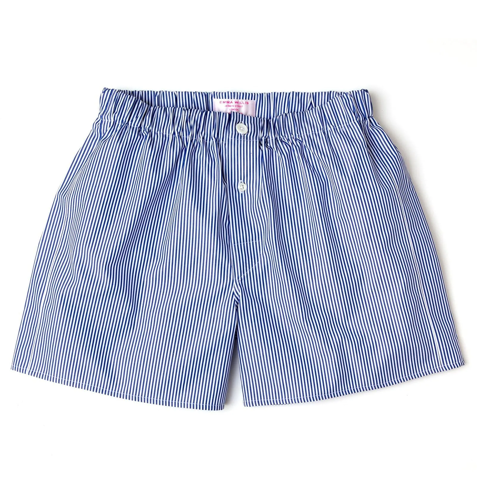 Navy Bengal Stripe Cotton Boxer Shorts - Slim Fit