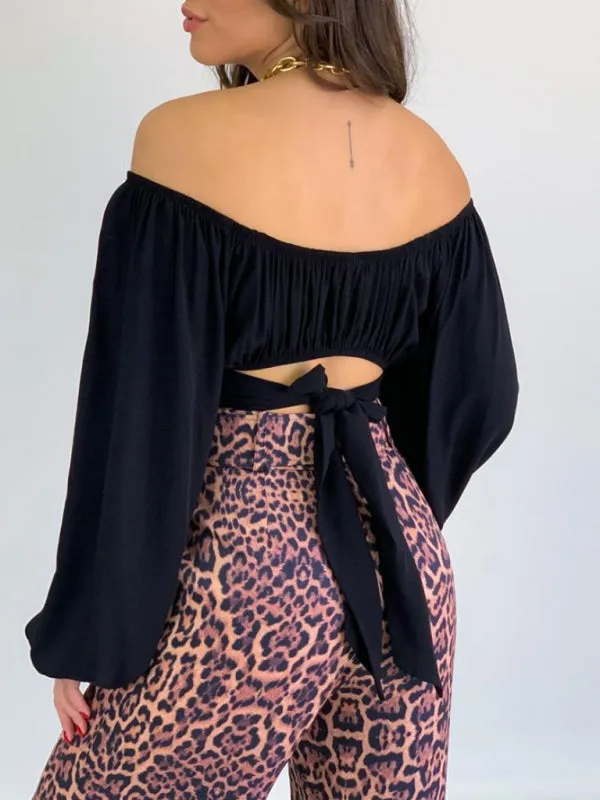 Off-Shoulder Balloon Sleeve Crop Top for Women - Blouse