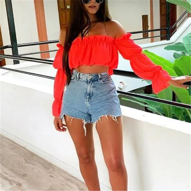 Off Shoulder long sleeve Blouse