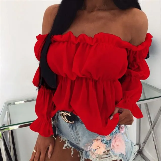 Off Shoulder long sleeve Blouse