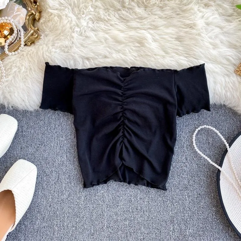 Off Shoulder Tie Up Crop Top